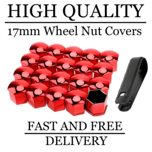 17mm Chrome Red Wheel Nut Bolt Covers x 20 For BMW X5 [E53] (2000-07) - Picture 1 of 1