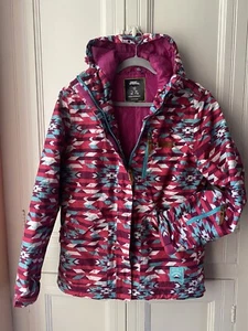 No Fear Snowboarding Jacket L UK 12 Ladies Aztec Camouflage Pink 3K Waterproof - Picture 1 of 12