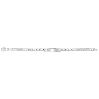 Sterling Silver Babies' Anchor CZ Set ID Baby Bracelet 6.10 Grams - Gift Boxed - Image 1 of 3