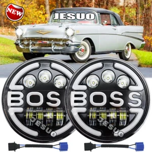 Pair 7 inch Round Led Headlights Lamp Housing for Chevy Bel Air 1955 1956 1957 - Picture 1 of 10