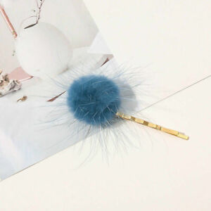 Plush Hair Clip Pom Pom Furry Ball Barrettes Candy Color Faux Mink Fur Hairpin