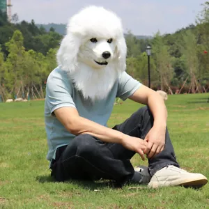 White Poodle Joker Realistic Mask Party Celebrity Latex Headgear Costume Cosplay - Picture 1 of 1