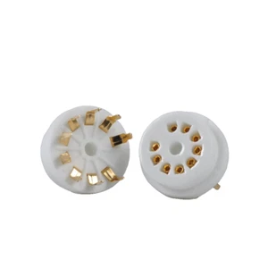 10pcs Ceramic 9pin Tube Socket PCB Gold Plate For 6DJ8 12AX7 ECC83 Guitar Amp - Picture 1 of 8