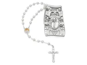 Blessed by Pope Francis Rosary Beads Catholic Prayer Cross Necklace with Box - Picture 1 of 10