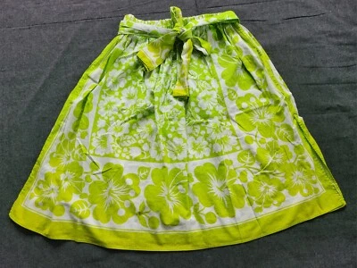 Vintage 1950s Hawaiian Cotton Floral Print Full Skirt Tiki Aloha S/M Retro Green - Image 1 of 4