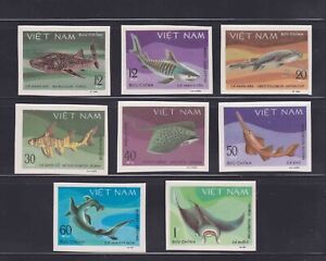série complète de 8 timbres neuf** MNH non dentelés Viêt-Nam 1980 REQUIN SHARK