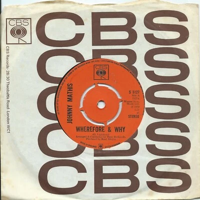 Johnny Mathis:Wherefore & Why/The last time I saw her:UK CBS:1970 Foto 1 de 2