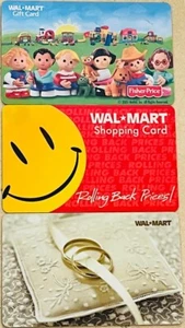 3 WALMART Gift Cards Fisher Price, Smiley Face & Love Collectible No Cash Value - Picture 1 of 2