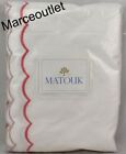 Matouk India Cotton Percale ONE KING Pillowsham White / Blush
