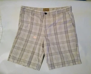 JNCO Authentic Shorts Mens 36" Gray Plaid Skate Preppy Bleach Stain Flat Front - Picture 1 of 7