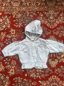 VTG 80’s 90s Oshkosh Baby B'gosh Denim Flowers Girls 6/9m Coat Jacket YKK Zipper - Picture 1 of 7