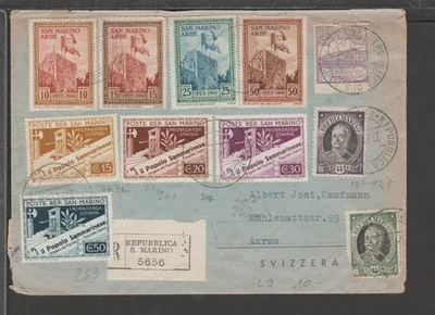 ✔️ SAN MARINO WWII EXTRAORDINARY RARE MULTIFRANKED CENSORSHIP COVER, SCARCE - Image 1 of 2