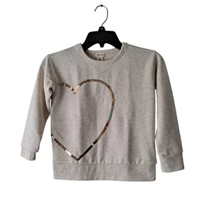 Neu mit Etikett Crewcuts J. Crew Herz Grafik Pailletten Sweatshirt Oberteil Creme Mädchen Größe Small - Bild 1 von 11