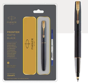 Parker Frontier Matte Black RollerBall Pen Gold Trim (Pack Of 3) - Picture 1 of 3