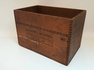 Caja de madera de dinamita de fuerza explosivos altos de colección años 50 60 extremos cola de milano CIL - Imagen 1 de 15