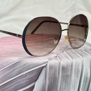 Round Oversized Sunglasses 3368 – Gold Frame Brown Gradient UV400, Retro - Picture 1 of 9