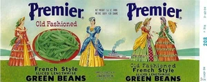 Premier Brand, Original Green Bean Can Label, Circa 1950's, 10.25 x 4" - Picture 1 of 1