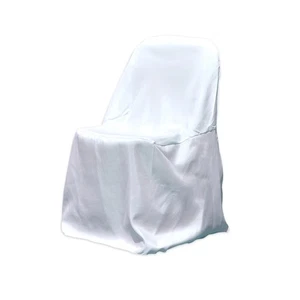 Polyester Black White or Ivory Folding Chair Covers Wedding Reception - Picture 1 of 9