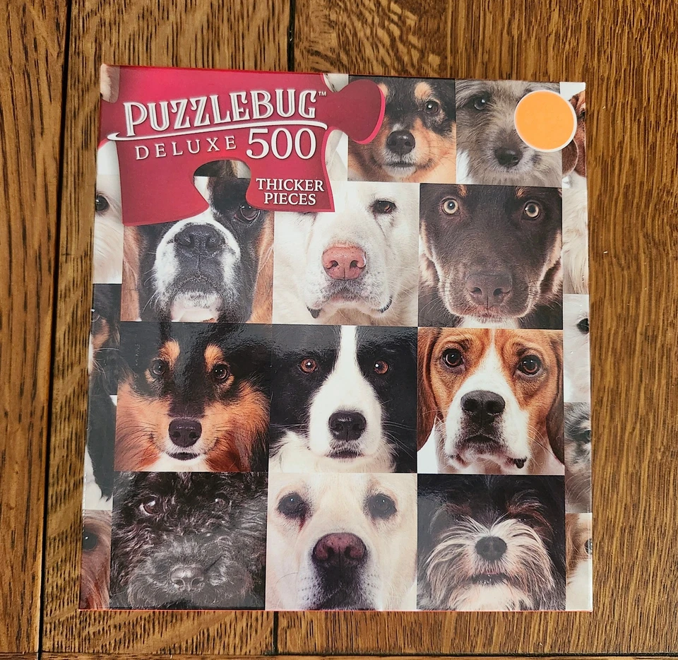 Puzzlebug Deluxe *33 Puppy Dog Faces* 500 piece Jigsaw Puzzle 20x12 - NEW! - Image 1 of 3