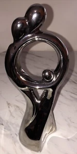 Estatua abstracta de cerámica color plata arte contemporáneo - Imagen 1 de 6