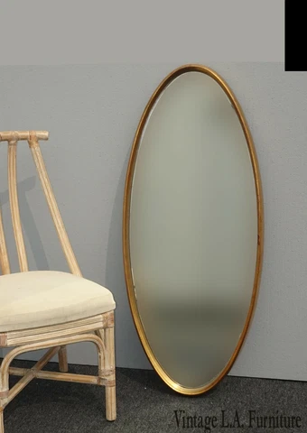 Large Vintage LeBarge French Country Gold Gilt Oval Wall Mantle Mirror Cover