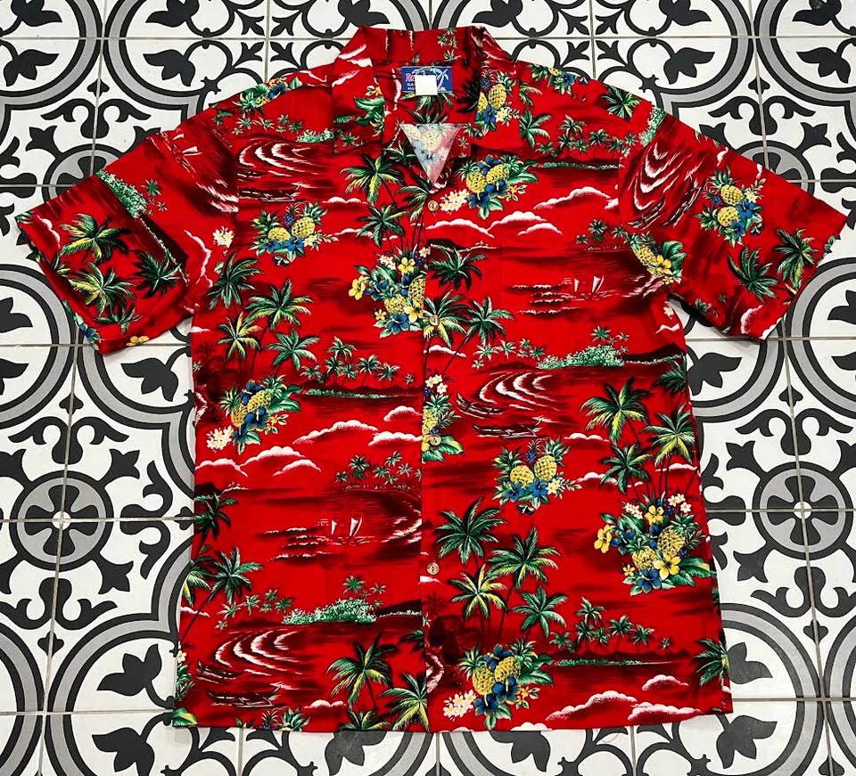 Camisa De Colección Arco Iris Hawaiana Hawaiana Floral Verano Con Botones Manga Corta XL Foto 1 de 4