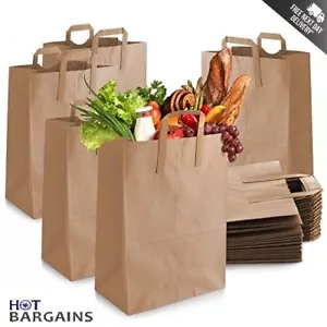 More details for paper bags with handles brown size s/ m/ l/ xl takeaway food bags sos bags
