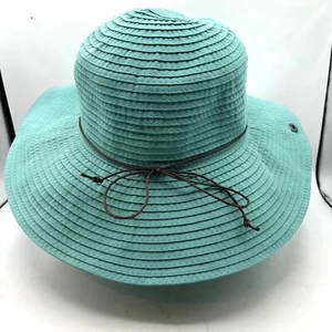 Peter Grimm wide brim Sun Hat. OS. Teal Color.  leather tie at Crown. - Picture 1 of 4