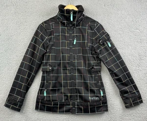 Burton Dry Ride Snowboard Ski Jacket Youth Girls Medium Black Multicolor Check - Picture 1 of 15