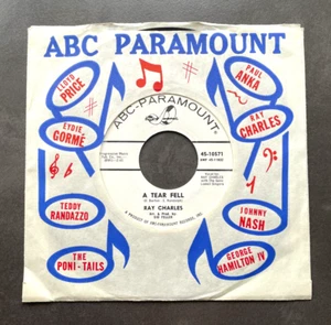 7" Ray Charles - A Tear Fell / No One To Cry To - US ABC Promo - Imagen 1 de 1