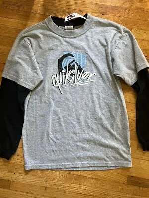 QUIKSILVER мальчиков графический футболка серый размер M средний L большой новый с Ярлыками - Изображение 1 из 3