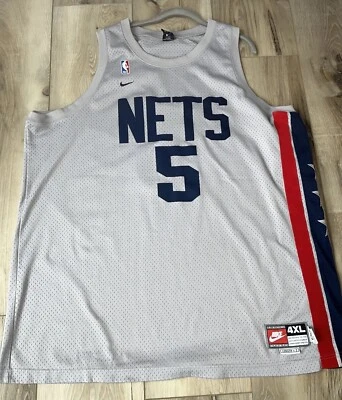 VTG Nike New Jersey Nets Jersey Jason Kidd #5 NBA Basketball Sewn Gray Size 4XL - Image 1 of 4