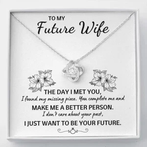 "To My Future Wife ""Your Future"" Love Knot Necklace with Message Card and Gift - Picture 1 of 10