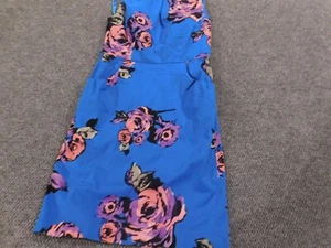 Nine West Womens dress 10 blue stretch floral A-line - Picture 1 of 9