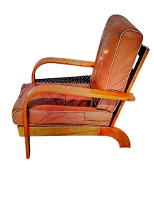 1930s Machine Age Russell Wright Figured Tiger Maple Lounge Chair - Picture 1 of 6