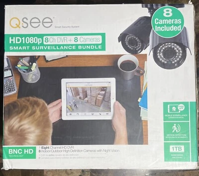 Q.see.Smart Security System.HD1080p.8CH DVR+8 Cameras Sealed - Image 1 of 4