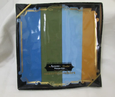 4 pañuelos coloridos vintage de mediados de siglo para hombre nuevos en caja Foto 1 de 3