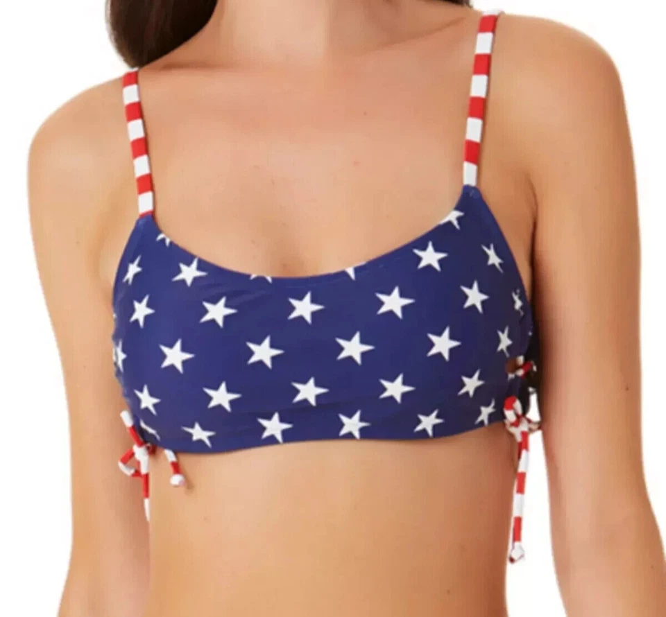 California Waves Juniors' Size XL Stars And Stripes Lace-Up Bralette Bikini Top - Image 1 of 1