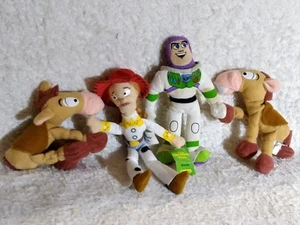 Disney Toy Story Mini Beanie Plush Figures Bag Buzz Lightyear 6" Kelloggs 4 Vtg - Afbeelding 1 van 3