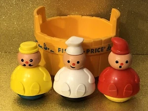 Fisher Price THREE MEN IN A TUB Toy~ Butcher, Baker, Candlestick Maker~Blue Bell - Picture 1 of 4