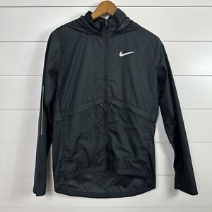 Women's Nike Running Black Full Zip Up Rebel Hooded Jacket sz XS