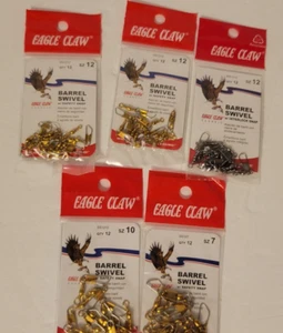 Mixed Lot 5 Packs EAGLE CLAW BARREL SWIVELS w/ Interlock Snap - Picture 1 of 11