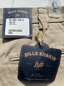 NWT Bills Khakis M3-WCKH Weathered Canvas Khaki Size 40 Tan Slim Fit - Picture 1 of 11