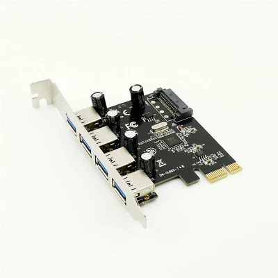 1x 4 ports USB 3.0 PCI-e Controller Card PCI Express to USB3.0 Converter Adapter - Image 1 of 4