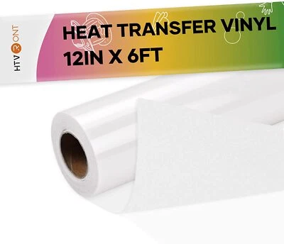 HTVRONT White Flock HTV Heat Transfer Vinyl 12" x 6FT for T-Shirts Heat Press - image 1 of 4
