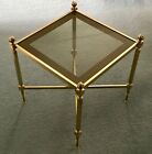 Vintage Square Brass Occasional Table With Glass Top. About 17" Ht X 16" Square