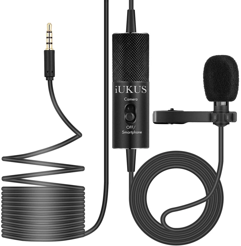 IUKUS Professional Clip-on Lapel Mic Omnidirectional Condenser Lavalier Mic