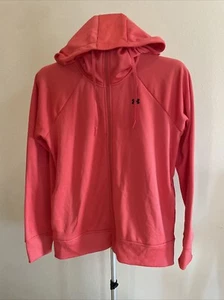 Under Armour Hoodie Full Zip Sweater Cotton Blend Coral Womens Sz Medium - Picture 1 of 8