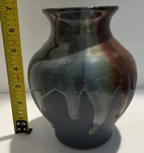 Rossa Pottery Cashel Tipperary Ireland Multi Color Drip Glaze Large Vase Signed - Picture 1 of 7