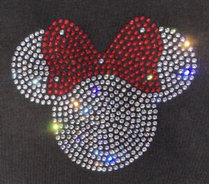 Minnie Mouse Crystal Rhinestone Iron On Hot fix Transfer Motif Rhinestone Red